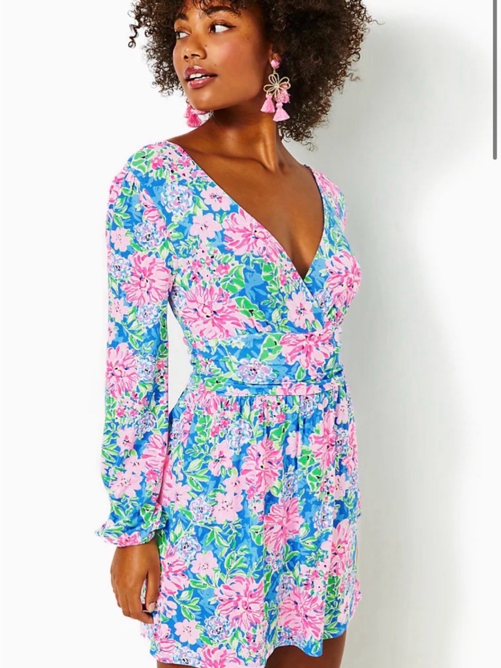 Lilly Pulitzer Riza Long Sleeved Romper in Multi Spring in Your Step